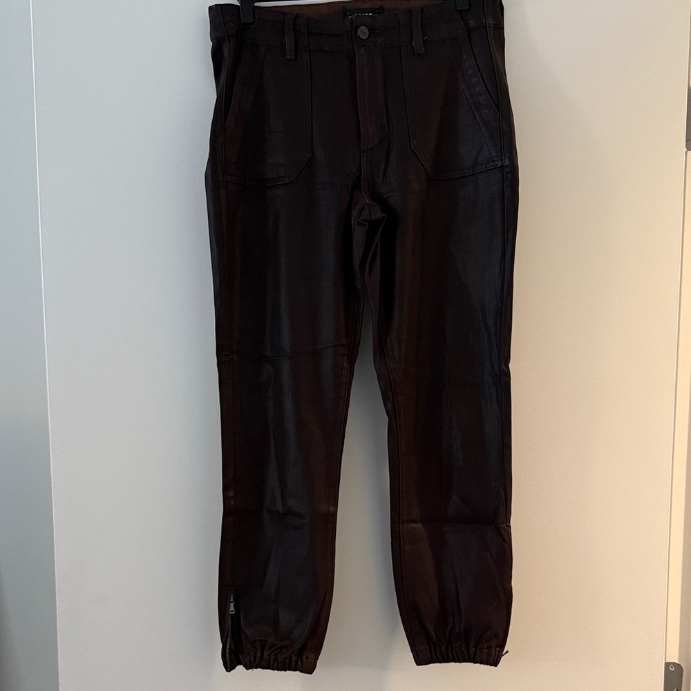PAIGE Women's Coated Dark Brown Pants